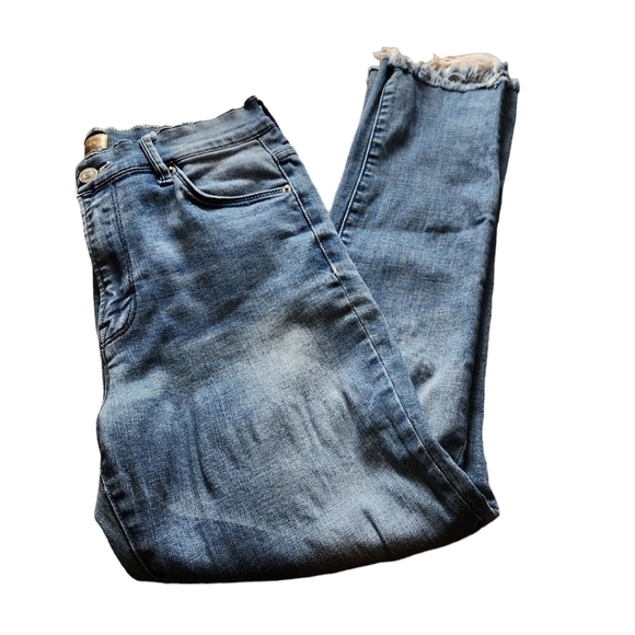 Mother Stunner Zip Ankle Step Fray high waisted skinny blue  denim Jean pants - Picture 7 of 14